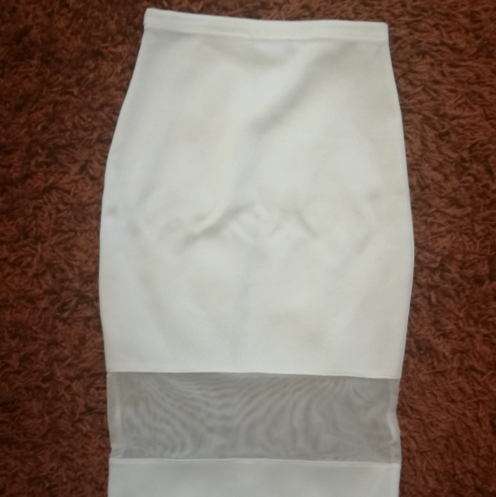 White misguided pencil skirt